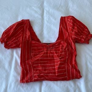 Free People Red Orange Stripe Crop Top